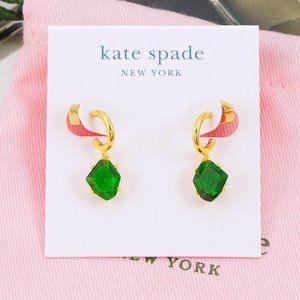 Kate Spade Treasure Trove Huggies Green Gold Plated